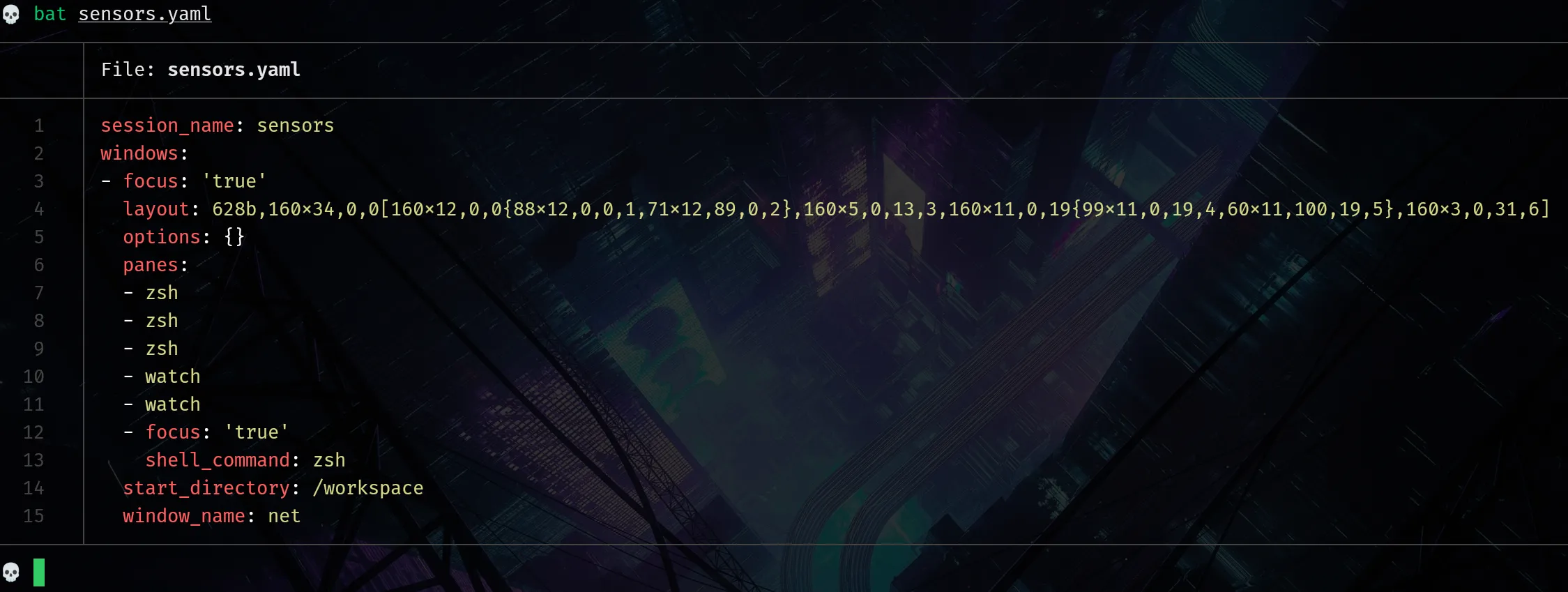 Frozen tmuxp workspace exported from the running session