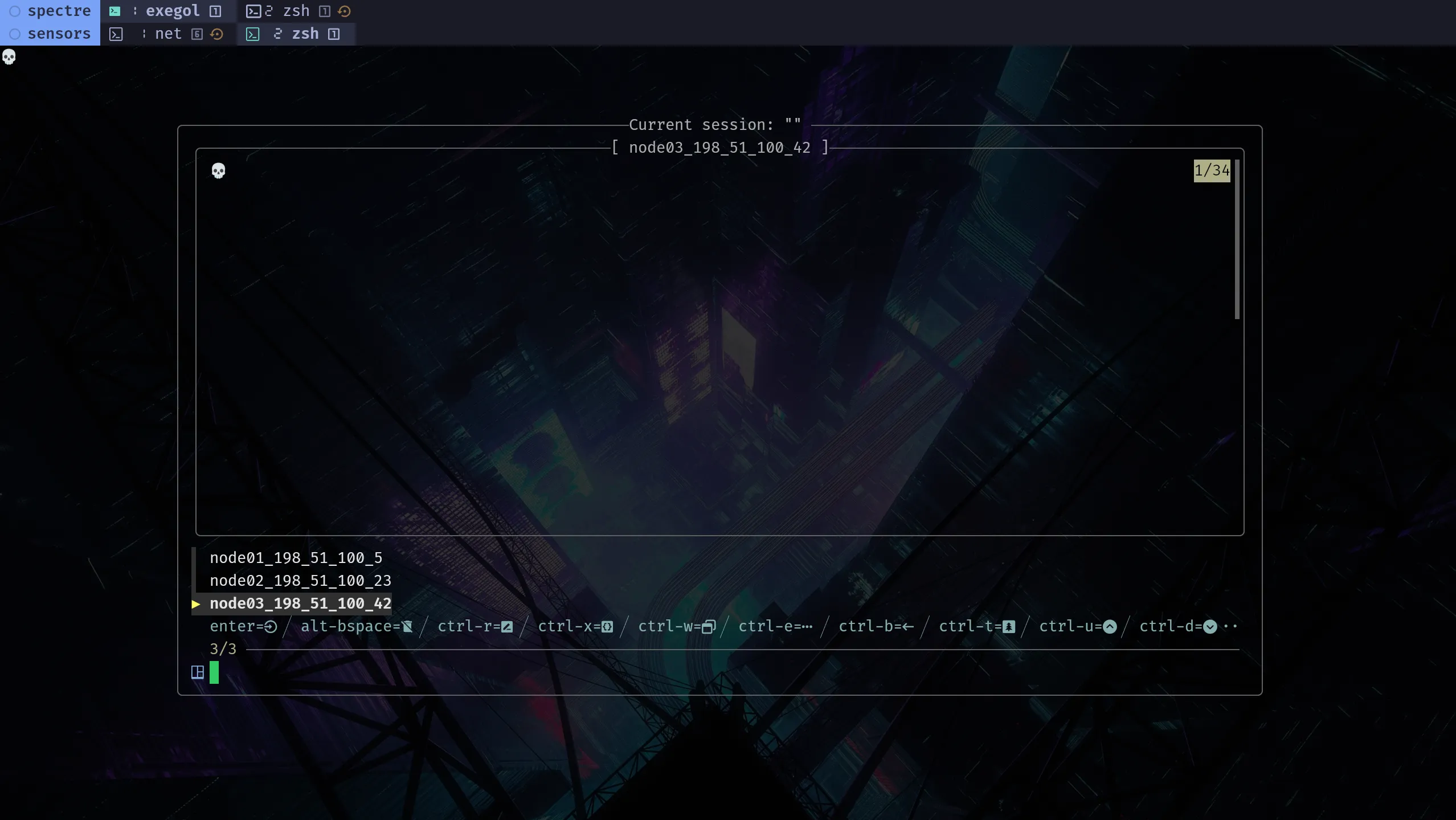 Multi-host tmux sessions (tmuxp + tmux-sessionx)